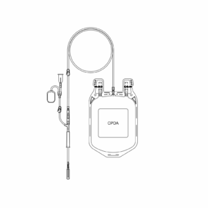 Bolsa de sangre Terumo CPDA-1 de 450 ml con aguja y accesorios en entorno clínico