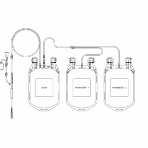 Bolsa triple Terumo de 450 ml con bolsas satélite para fraccionamiento de sangre