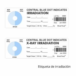 Etiqueta Rad-Tag para irradiación de hemocomponentes y control de plagas