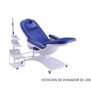 Estación de donación de sangre ergonómica y segura con bandejas ajustables