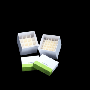 Caja de almacenamiento para tubos cónicos de laboratorio, compatible con tubos de 15 ml y 50 ml, con revestimiento repelente de humedad.