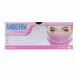 Caja con 50 mascarillas quirúrgicas de 3 pliegos con filtro antibacterial BFE ≥ 98%